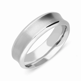 Palladium 7mm Concave Brushed Wedding Ring