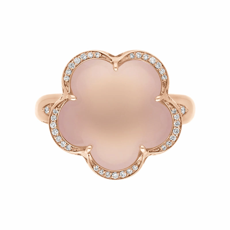 Pasquale Bruni Bon Ton 18ct Rose Gold Diamond Rose Quartz Ring