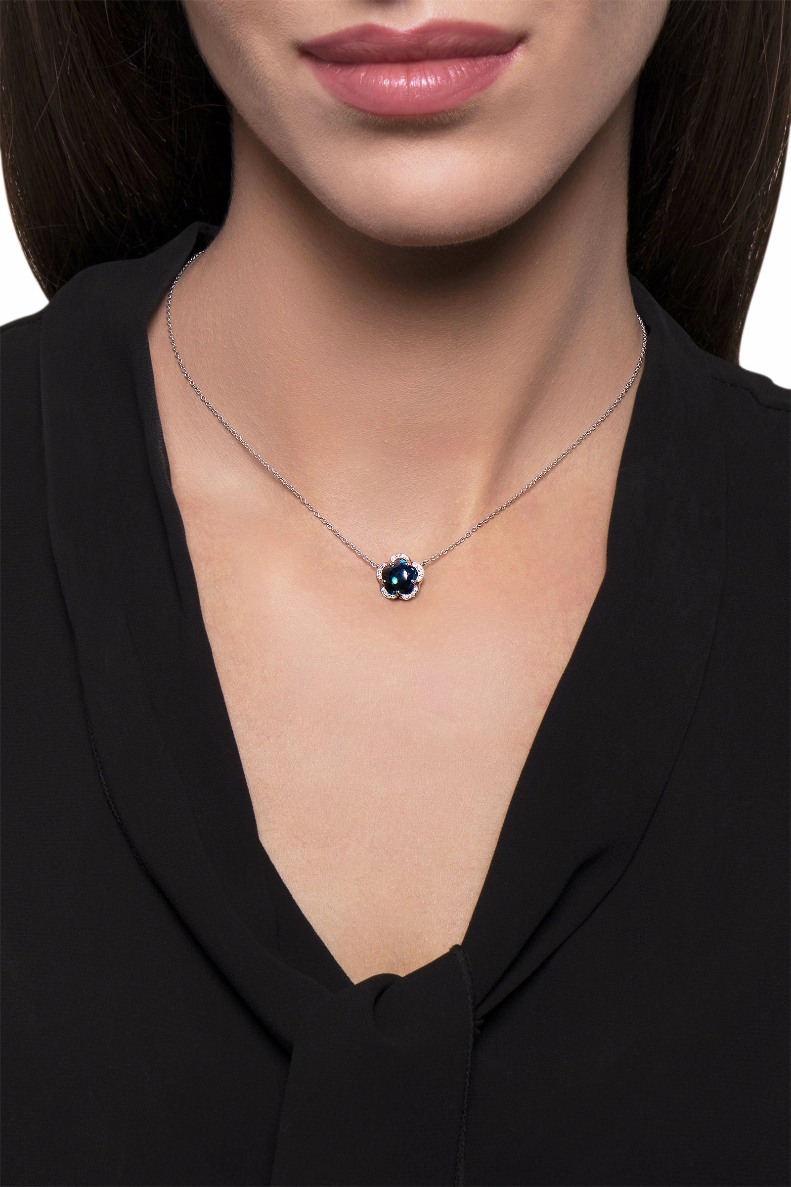 Pasquale Bruni Bon Ton Je T'Aime 18ct White Gold London Blue Topaz Diamond Necklace D