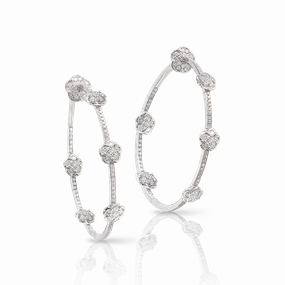 Pasquale Bruni Figlia Dei Fiori 18ct White Gold 2.08ct Diamond Hoop Earrings