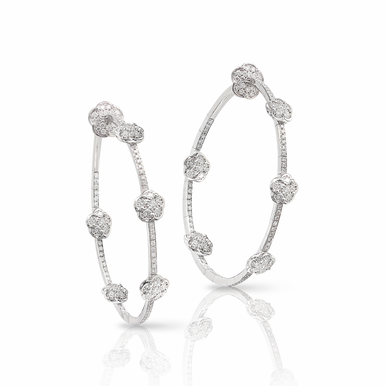 Pasquale Bruni Figlia Dei Fiori 18ct White Gold 2.08ct Diamond Hoop Earrings