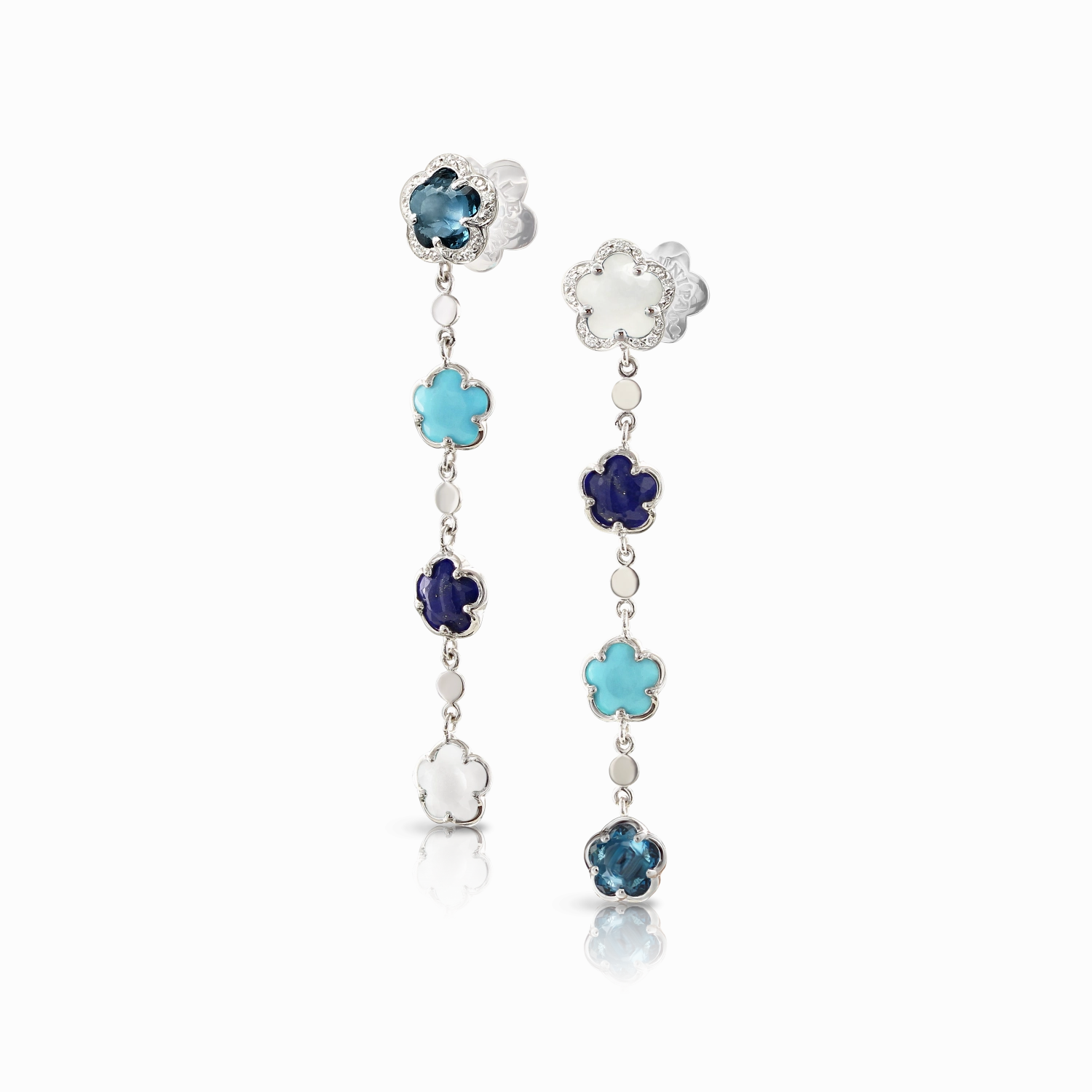 Pasquale Bruni Figlia Dei Fiori 18ct White Gold Diamond Gemstone Pendant Earrings D