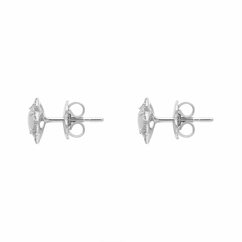 Pasquale Bruni Figlia Dei Fiori 18ct White Gold Moonstone Diamond Flower Stud Earrings D