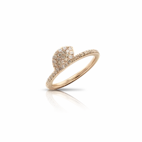 Pasquale Bruni Petit Garden 18ct Rose Gold White and Champagne Diamond Single Leaf Ring