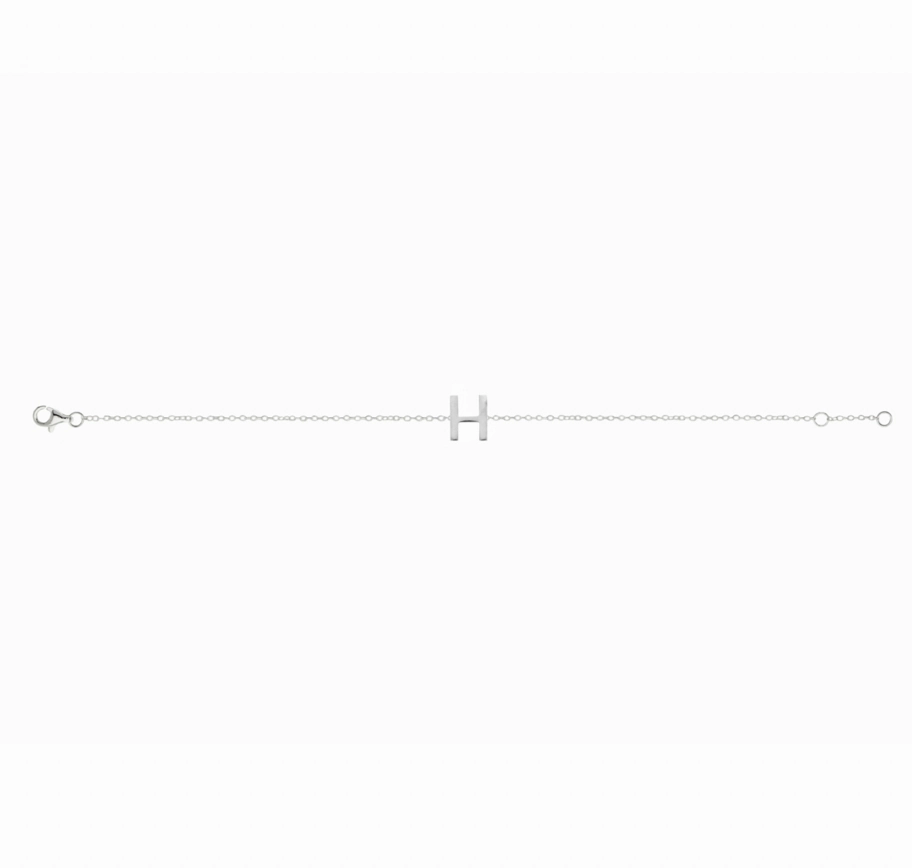 Petite Initial Letter Sterling Silver Bracelet