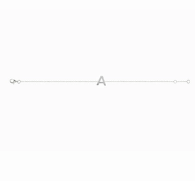 Petite Initial Letter Sterling Silver Bracelet