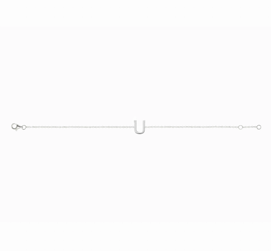 Petite Initial Letter Sterling Silver Bracelet