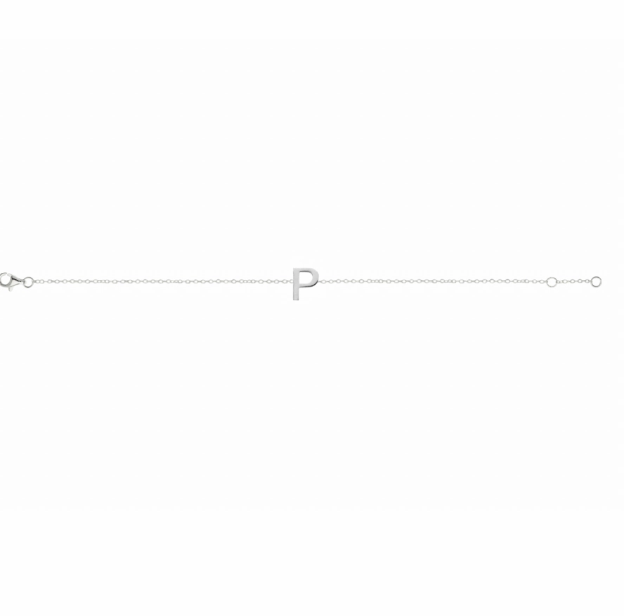 Petite Initial Letter Sterling Silver Bracelet
