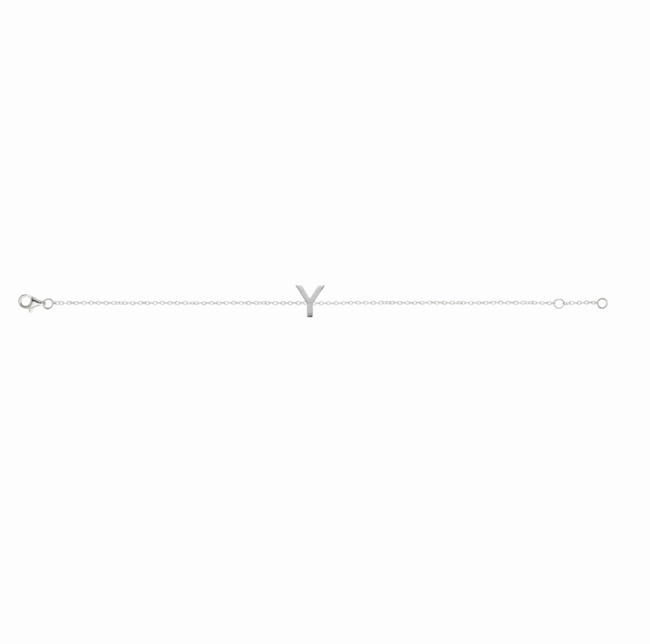 Petite Initial Letter Sterling Silver Bracelet