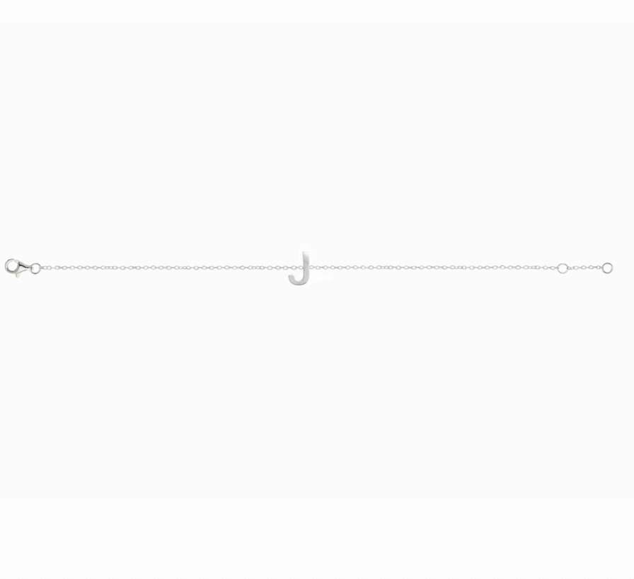 Petite Initial Letter Sterling Silver Bracelet