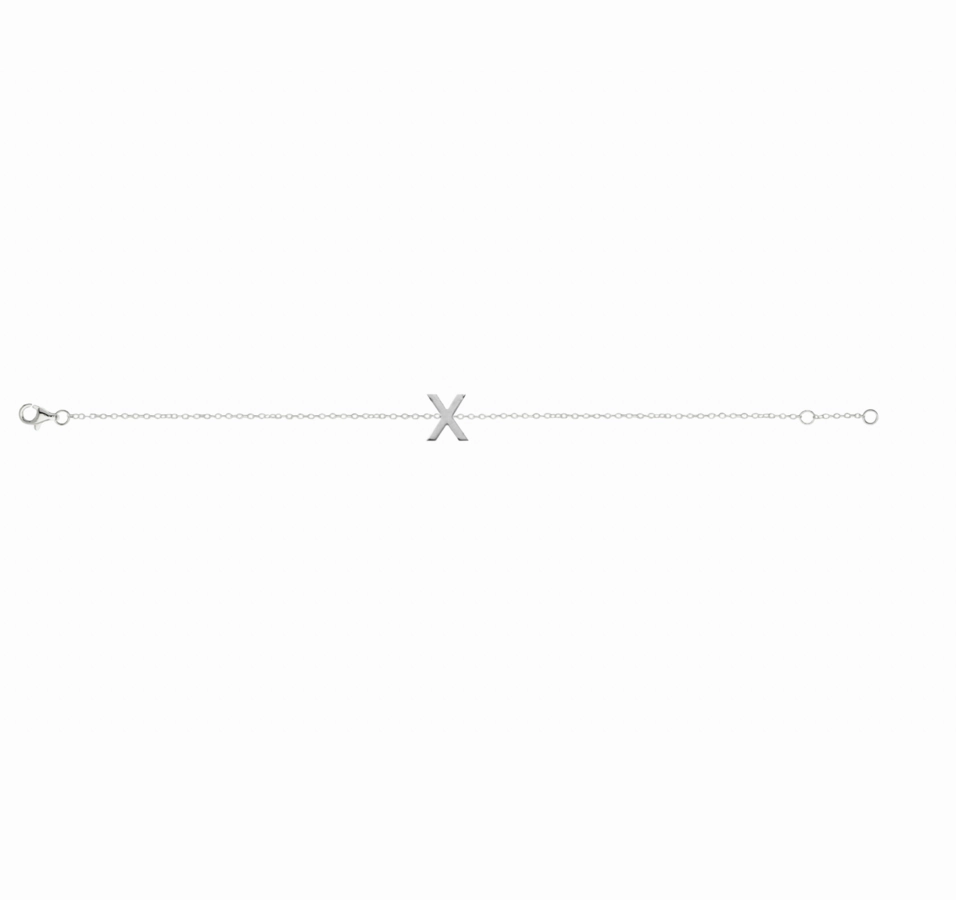 Petite Initial Letter Sterling Silver Bracelet