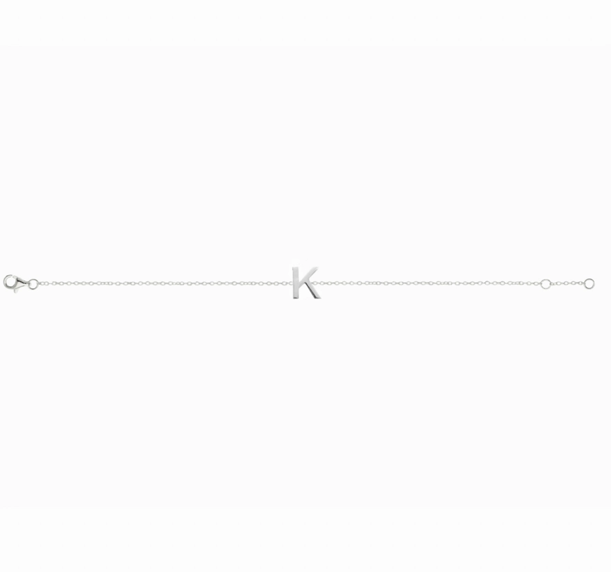 Petite Initial Letter Sterling Silver Bracelet