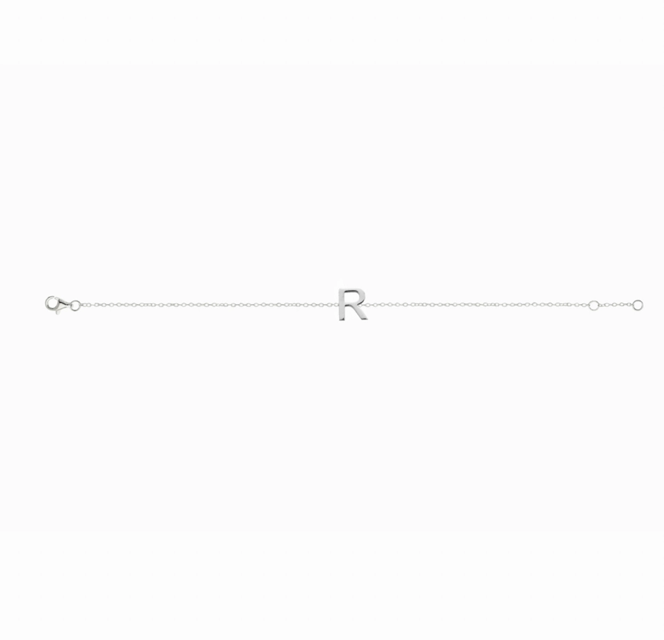 Petite Initial Letter Sterling Silver Bracelet