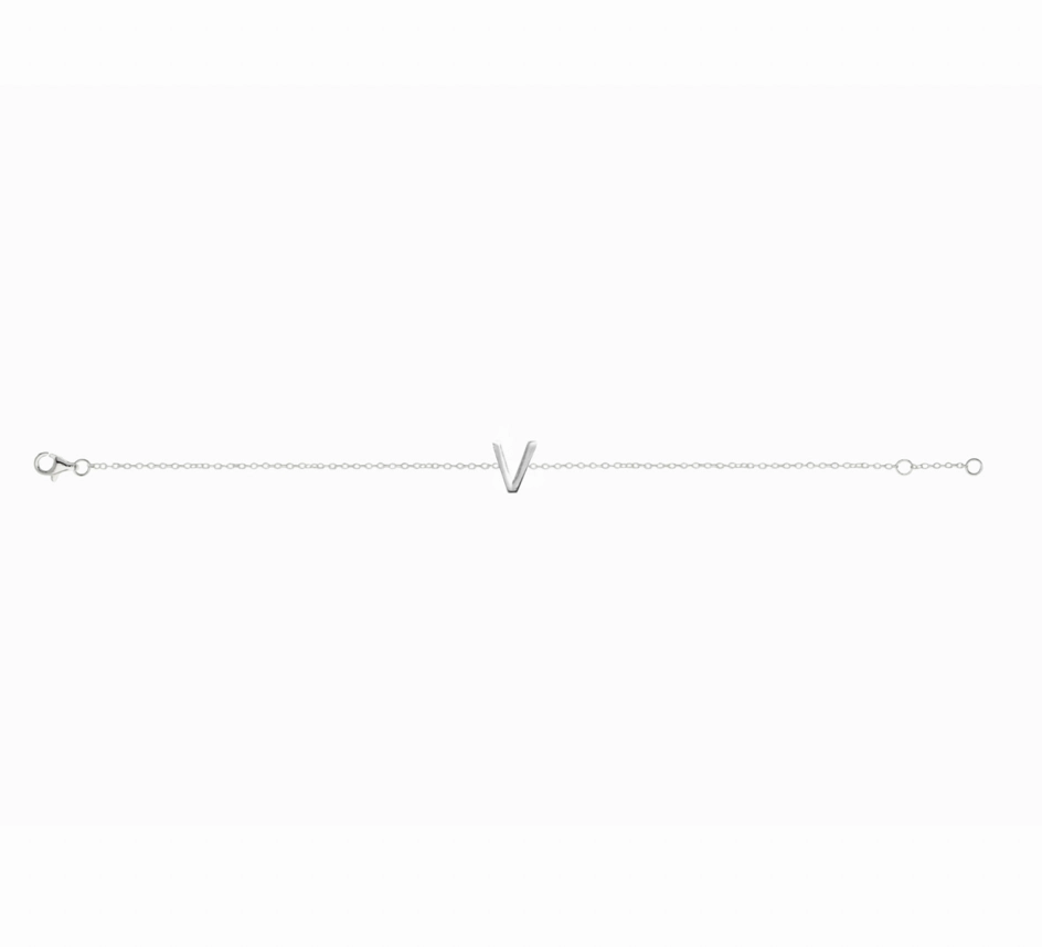 Petite Initial Letter Sterling Silver Bracelet