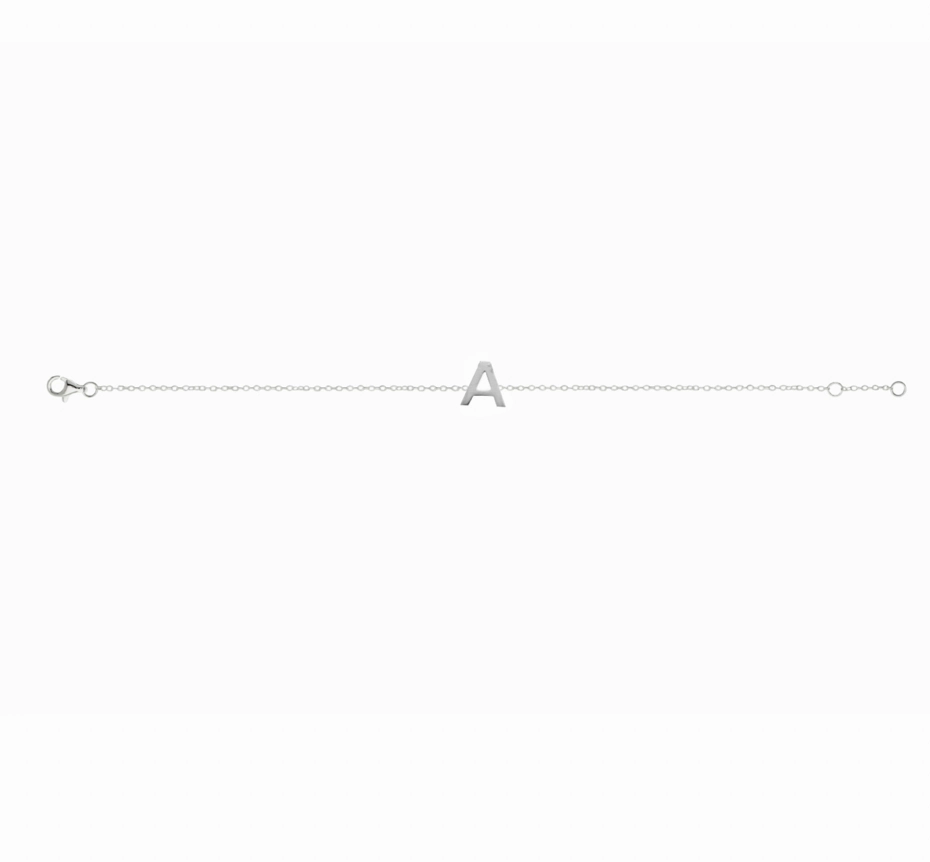 Petite Initial Letter Sterling Silver Bracelet