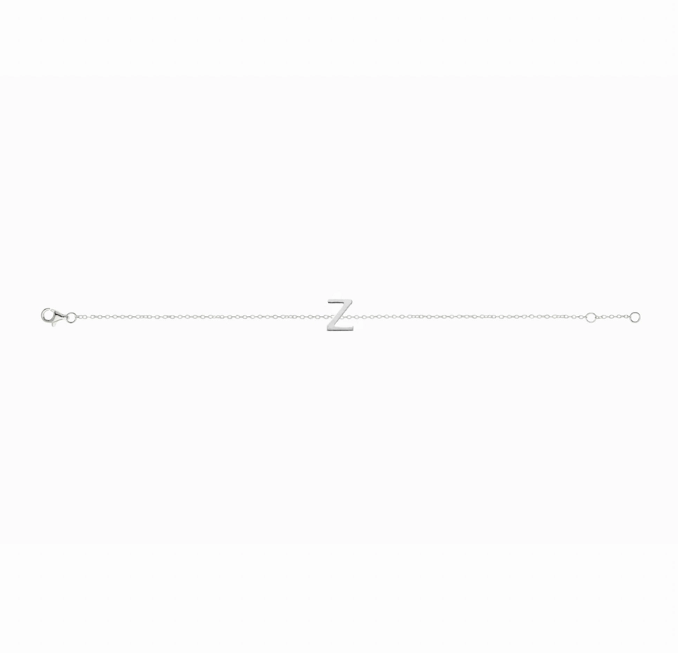 Petite Initial Letter Sterling Silver Bracelet