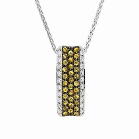 Picchiotti 18ct White Gold 0.32ct Yellow Sapphire Diamond Necklace D