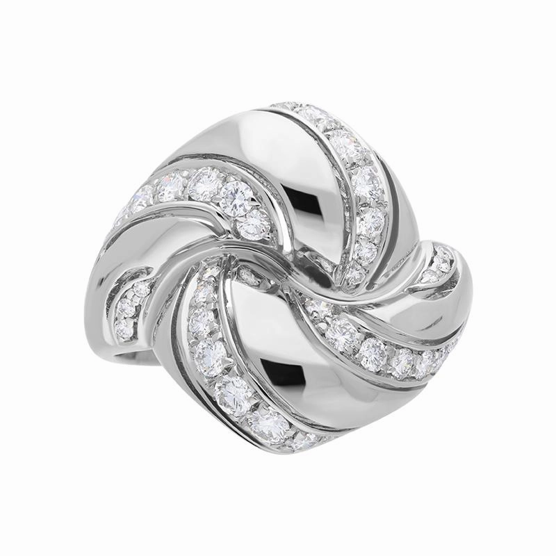 Picchiotti 18ct White Gold 0.93ct Diamond Swirl Dress Ring D
