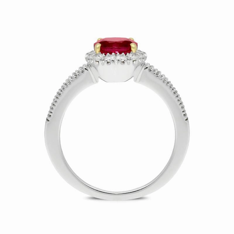 Picchiotti 18ct White Gold 1.06ct Ruby Diamond Oval Cluster Ring D