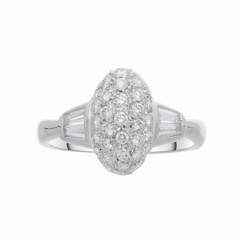 Picchiotti 18ct White Gold Diamond Domed Ring D