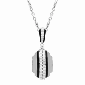 Picchiotti 18ct White Gold Diamond Enamel Art Deco Necklace