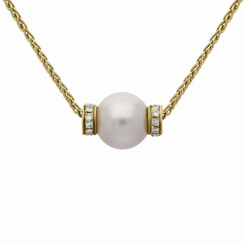 Picchiotti 18ct Yellow Gold Pearl Diamond Necklace D