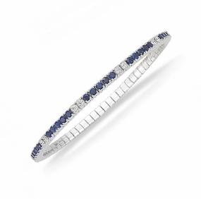 Picchiotti Xpandable 18ct White Gold 3.47ct Sapphire and Diamond Bracelet