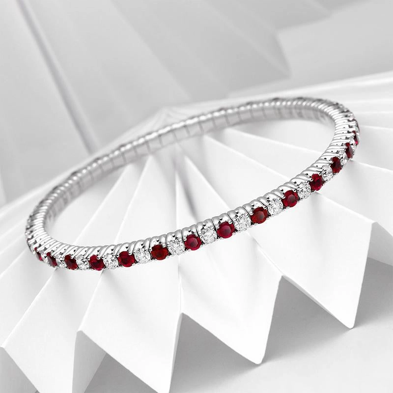 Picchiotti Xpandable 18ct White Gold 3.87ct Ruby 2.57ct Diamond Tennis Bracelet D