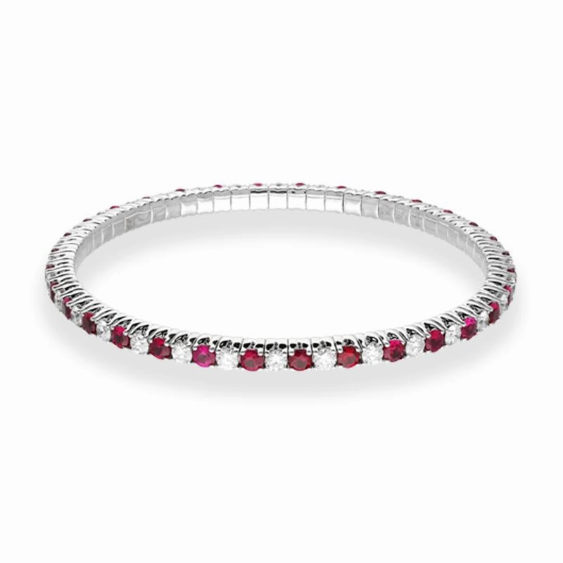 Picchiotti Xpandable 18ct White Gold 3.87ct Ruby 2.57ct Diamond Tennis Bracelet D