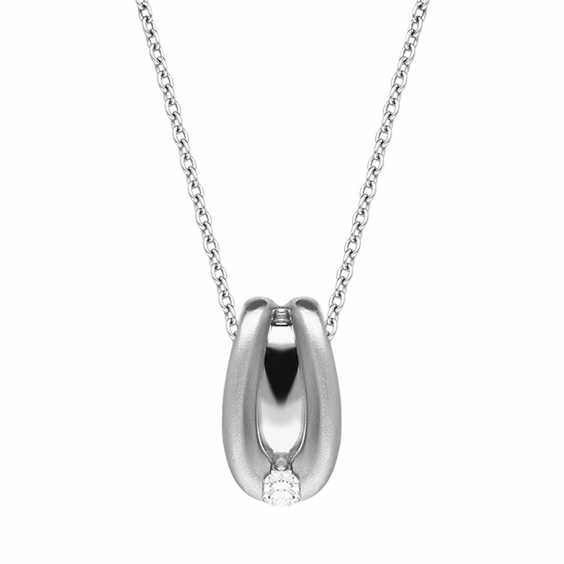 Platinum 0.10ct Diamond Satin Finish Necklace