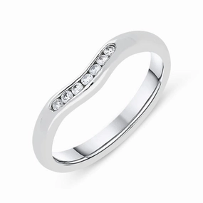Platinum 0.12ct Diamond Curved Wedding Ring D