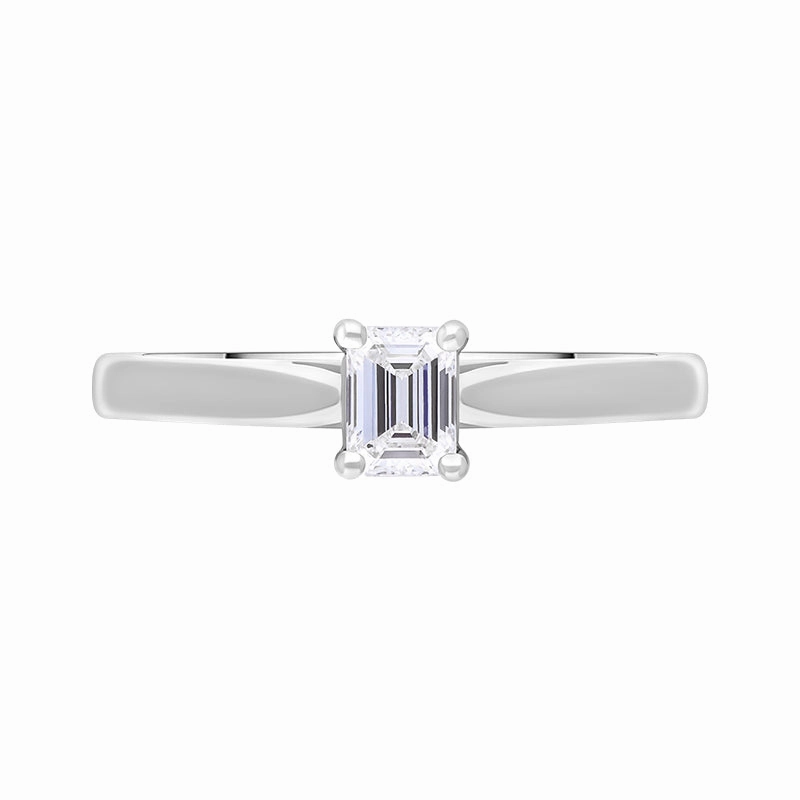 Platinum 0.32ct Diamond GIA Certified Emerald Cut Solitaire Ring