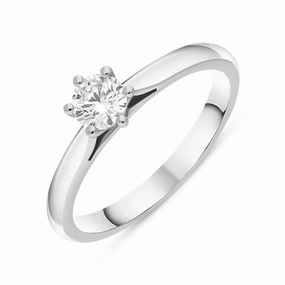 Platinum 0.33ct Diamond Round Brilliant Cut Six Claw Solitaire Ring