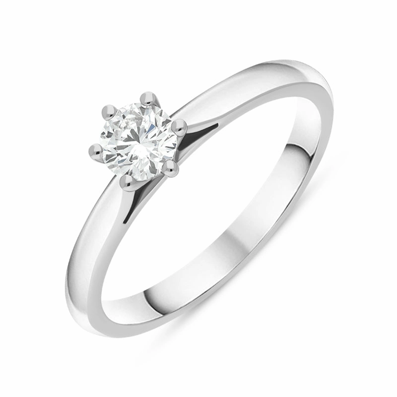 Platinum 0.33ct Diamond Round Brilliant Cut Six Claw Solitaire Ring