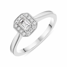 Platinum 0.46ct Diamond Cushion Halo Ring