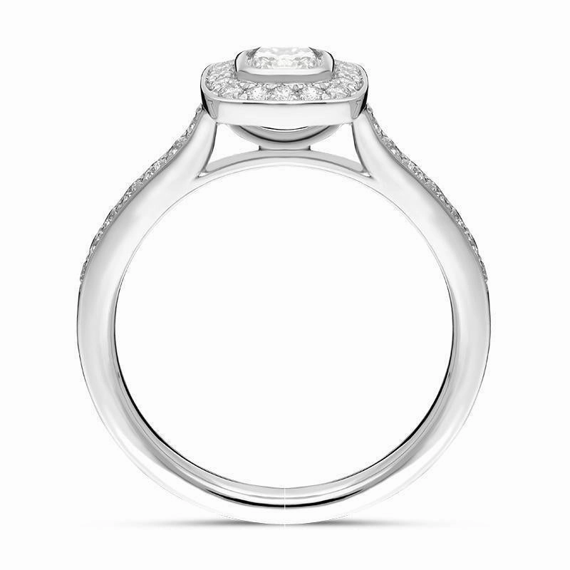 Platinum 0.63ct Diamond Cushion Set Ring