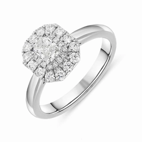Platinum 0.68ct Diamond Radiant Cut Cluster Ring