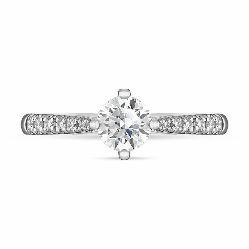 Platinum 0.85ct Diamond Shoulder Set Solitaire Ring