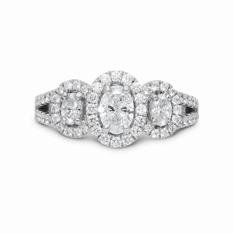 Platinum 1.19ct Diamond Oval Trilogy Cluster Ring