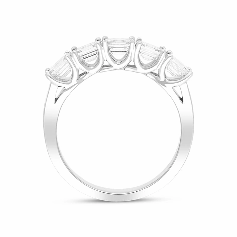 Platinum 1.28ct Diamond Emerald Cut Half Eternity Ring