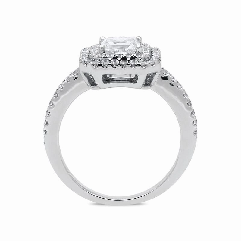 Platinum 1.43ct Diamond Cushion Halo Ring