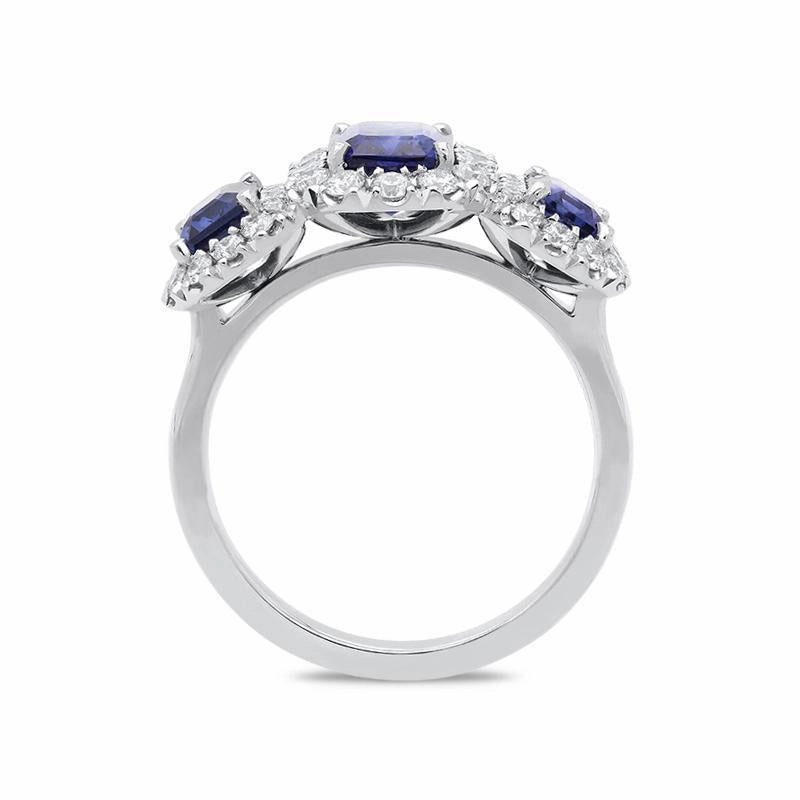 Platinum 2.63ct Sapphire Diamond Trilogy Cluster Ring