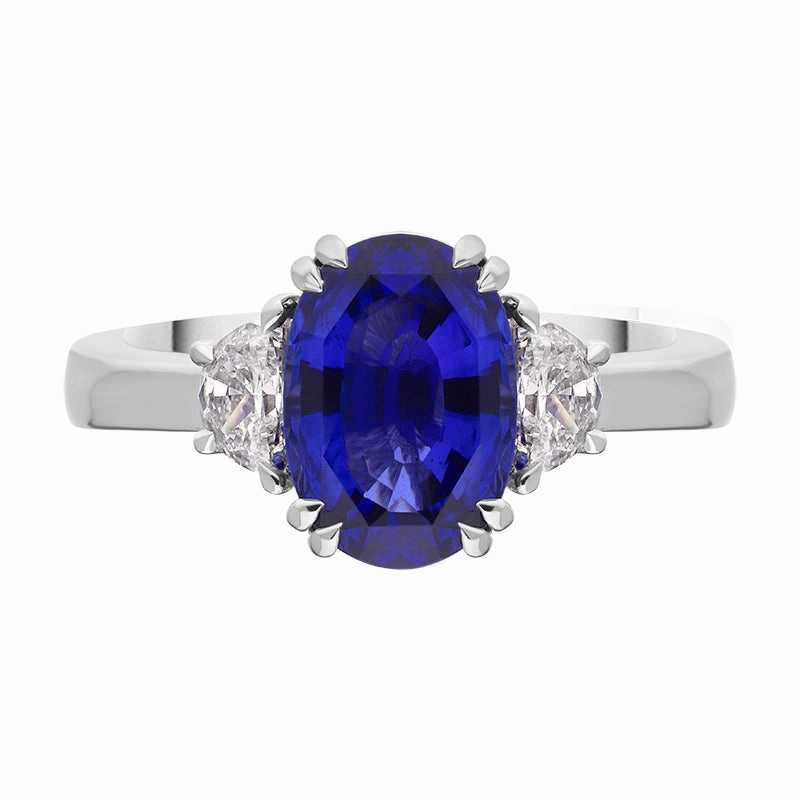 Platinum 3.25ct Sapphire Diamond Three Stone Ring