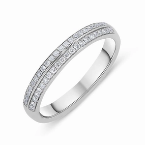Platinum and  0.15ct Diamond Two Row Half Eternity Ring