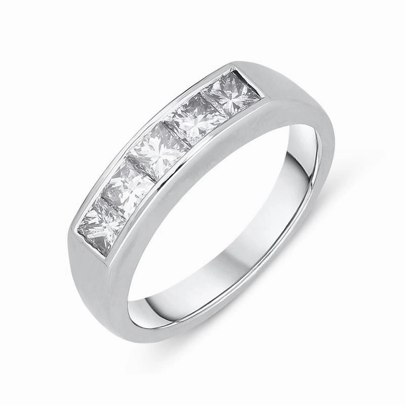 Platinum Diamond Princess Cut Half Eternity Ring