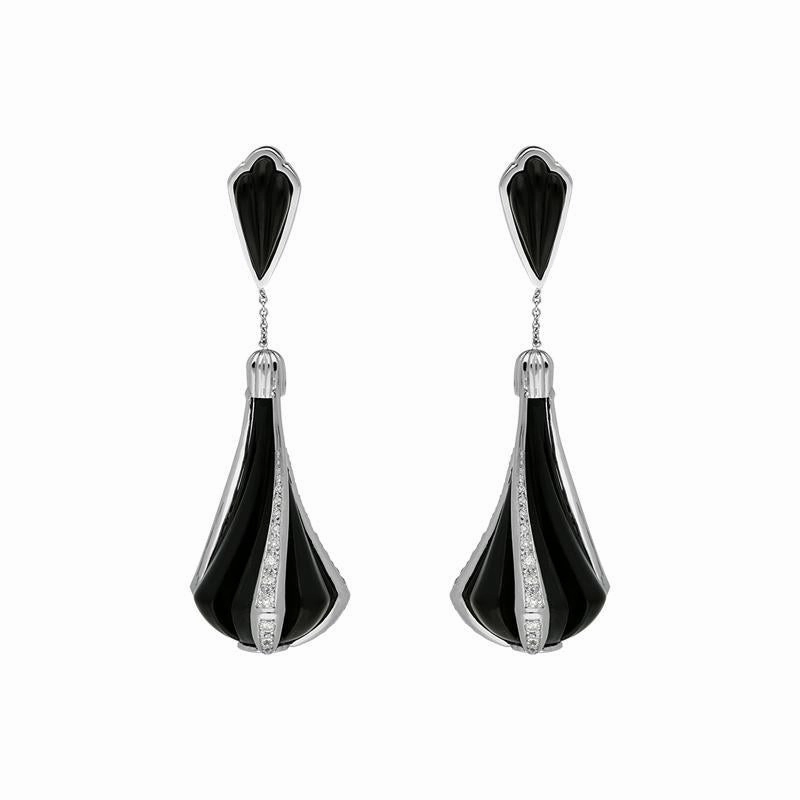 Platinum Whitby Jet 1.20ct Diamond Cabaret Statement Drop Earrings