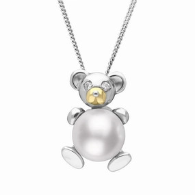 Platinum White Pearl Diamond Mouse Necklace