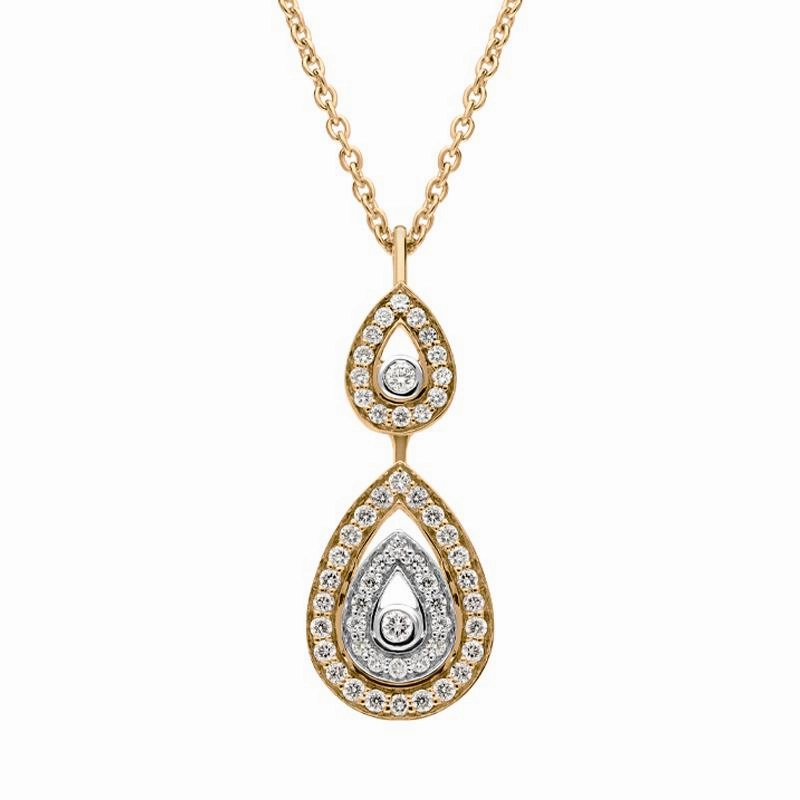 Ponte Vecchio 18ct Rose Gold 0.18ct Diamond Pear Necklace D