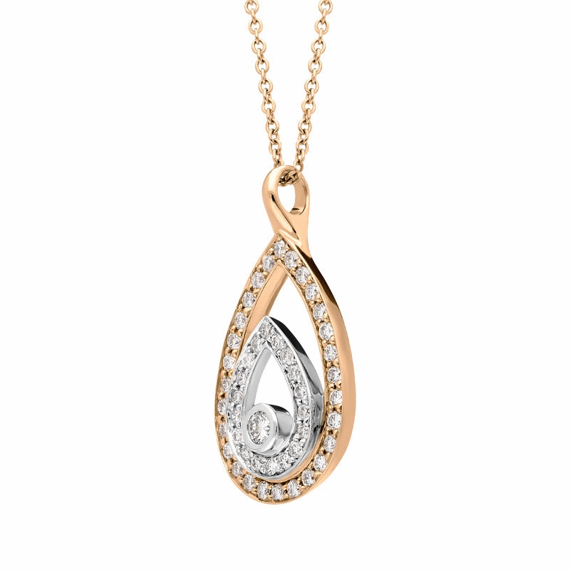 Ponte Vecchio 18ct Rose Gold 0.30ct Diamond Pear Necklace