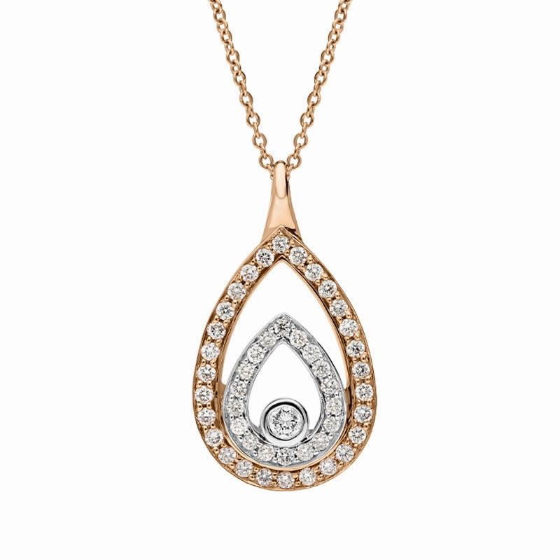 Ponte Vecchio 18ct Rose Gold 0.30ct Diamond Pear Necklace